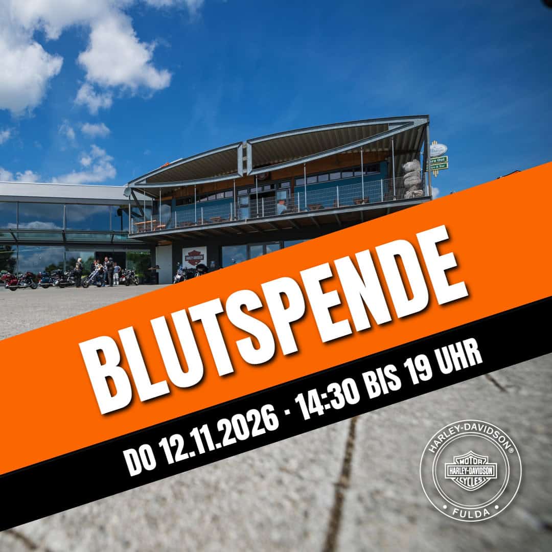 Harley-Davidson Händler Fulda mit Blutspendeaktion am 12.11.2026.